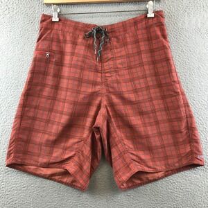Patagonia Mens Board Shorts Size 34 Plaid Swim Trunks Orange